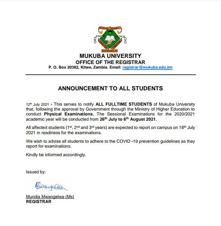 Latest News - Mukuba University